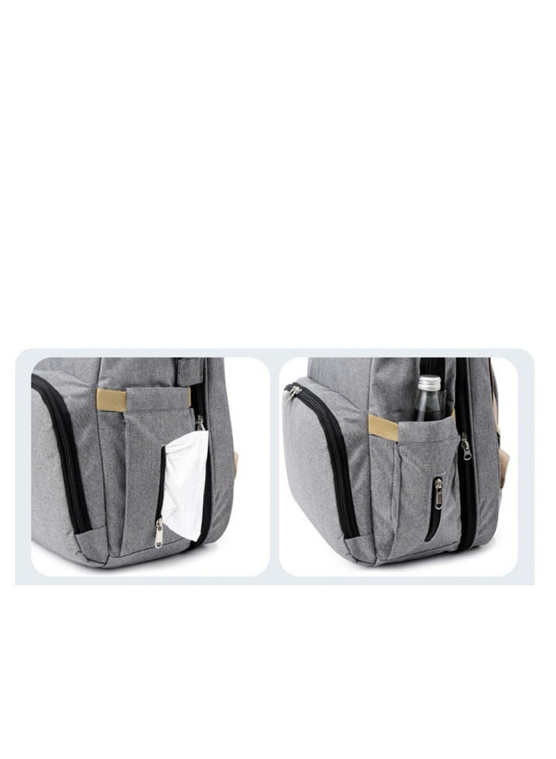 Multifunctional Portable Mommy Bed Backpack With Mosquito Net For Baby- Grey