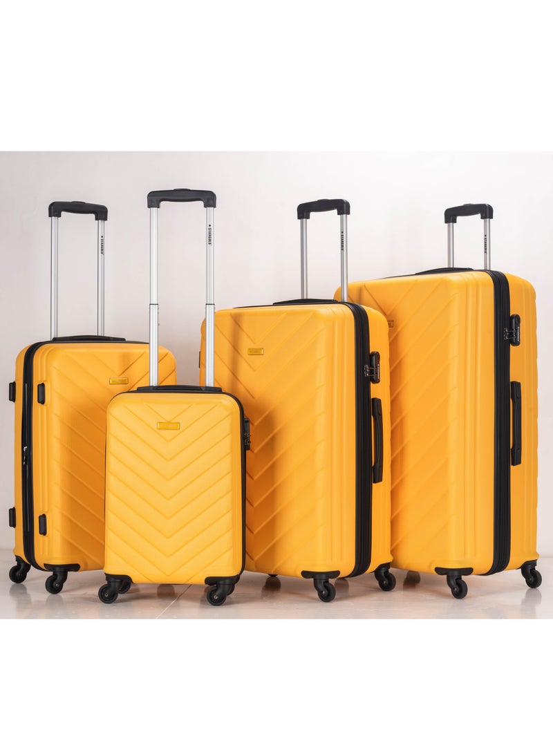 4 Pack Of Hardside Spinner Number Locked Luggage Trolley