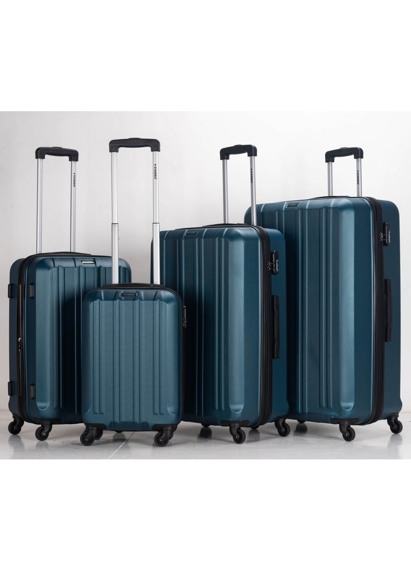 4 Pack Of Hardside Spinner Number Locked Luggage Trolley