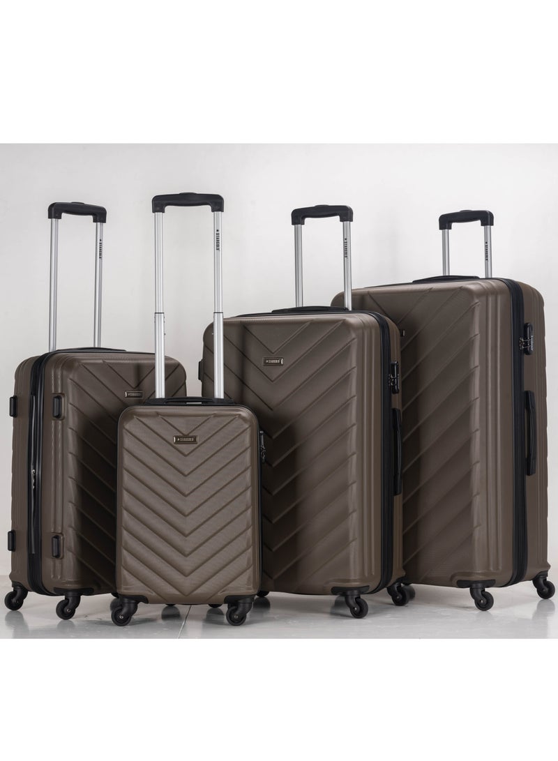 4 Pack Of Hardside Spinner Number Locked Luggage Trolley