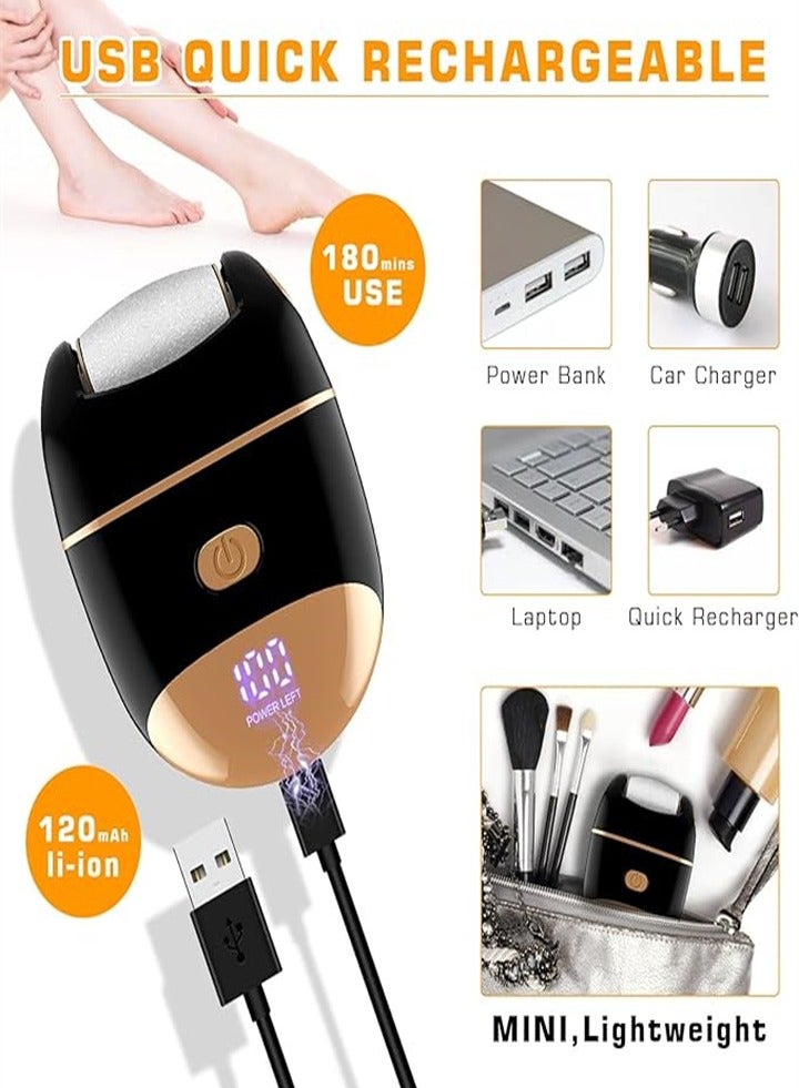 New smart rechargeable, painless for removing dead skin and calluses, electric pedicure foot grinder set 16 pieces (black)