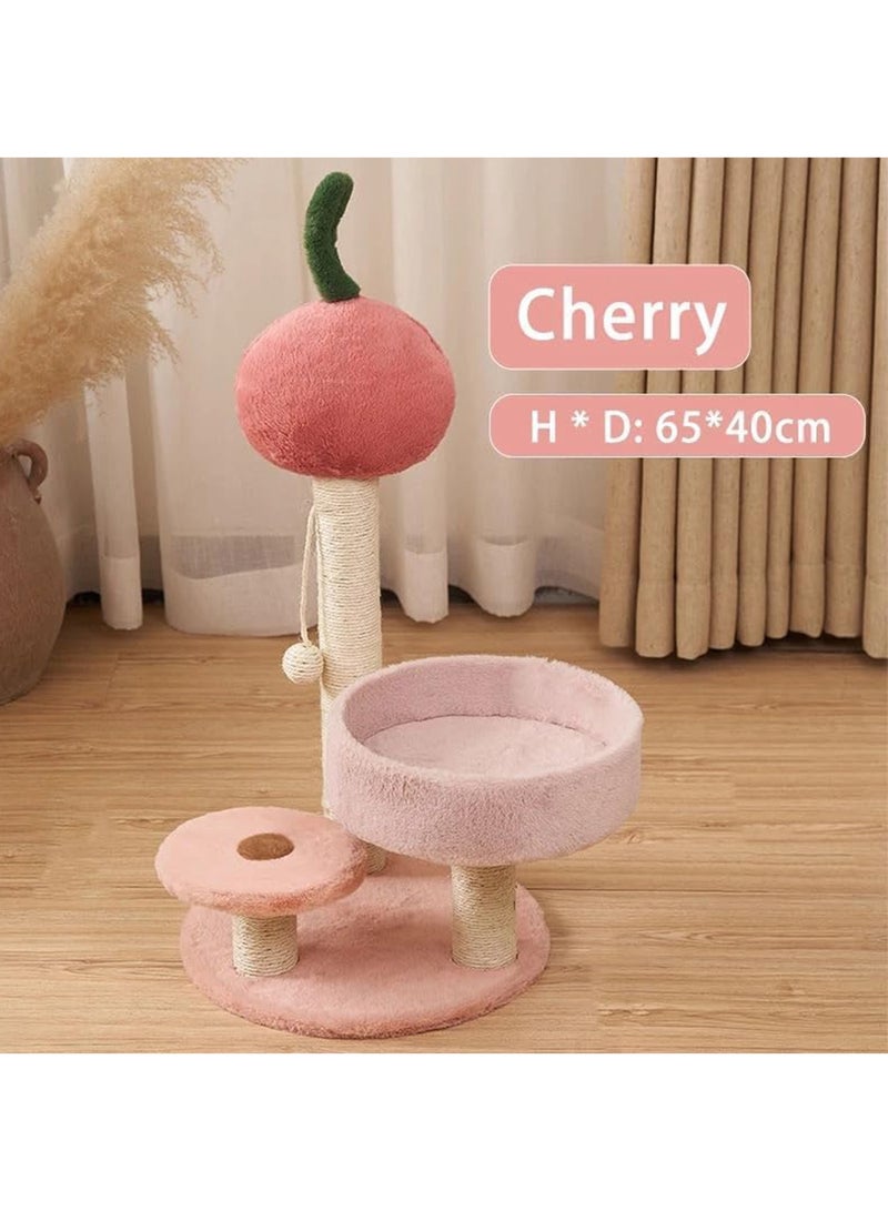 Cat Scratching Post 65 cm Tall Sisal Cactus Cat Scratcher with 3 Different Height Poles and Hanging Ball Cat Interactive Toy