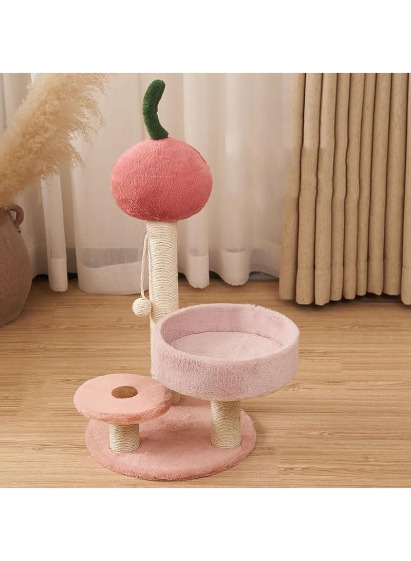 Cat Scratching Post 65 cm Tall Sisal Cactus Cat Scratcher with 3 Different Height Poles and Hanging Ball Cat Interactive Toy