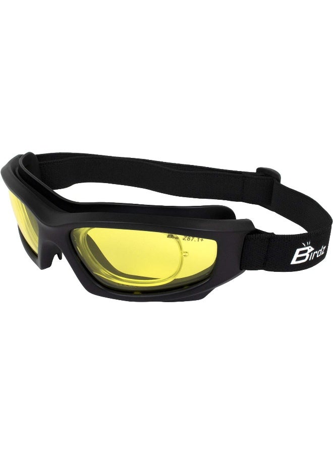 Flyer Sports Skydiving Construction Safety Goggles Anti-Fog Lens Rx Adapt (Yellow)