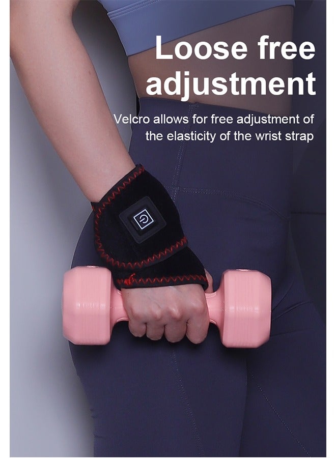 Heating Therapy Wrist Massager for Joint Pressure Relief, Electric Wrist Wrap with 3 Heat Levels, Type-C Rechargeable, Button Control for All Ages