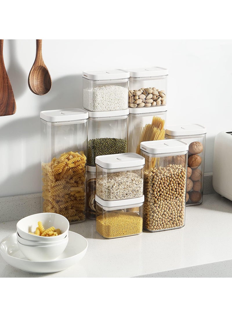 Airtight Food Storage Containers Set with Lock Lids, Set of 6, Pantry Organization Plastic Storage Jar Storage Tank for Cereal, Coffee, Sugar - Moisture Proof, BPA Free & Stackable Design (M:800ML*6PC)