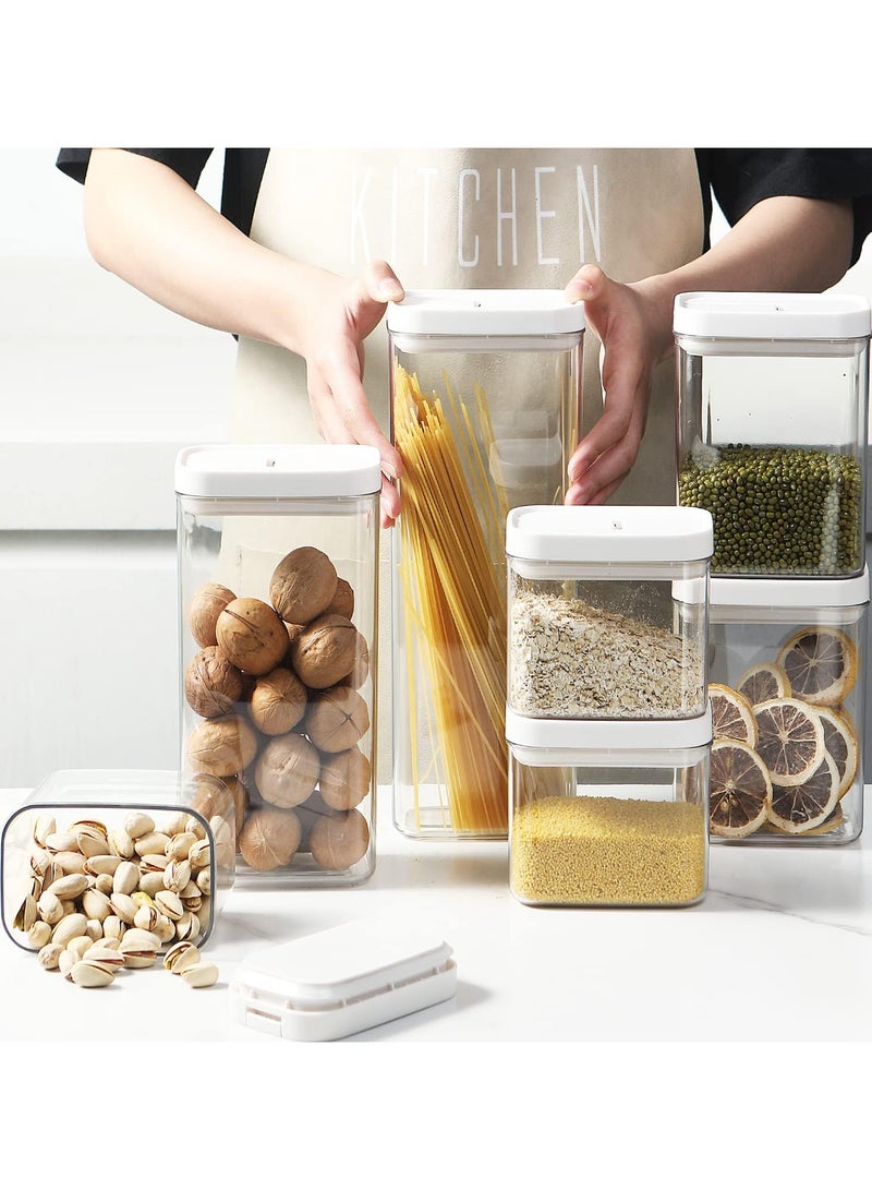 Airtight Food Storage Containers Set with Lock Lids, Set of 6, Pantry Organization Plastic Storage Jar Storage Tank for Cereal, Coffee, Sugar - Moisture Proof, BPA Free & Stackable Design (M:800ML*6PC)