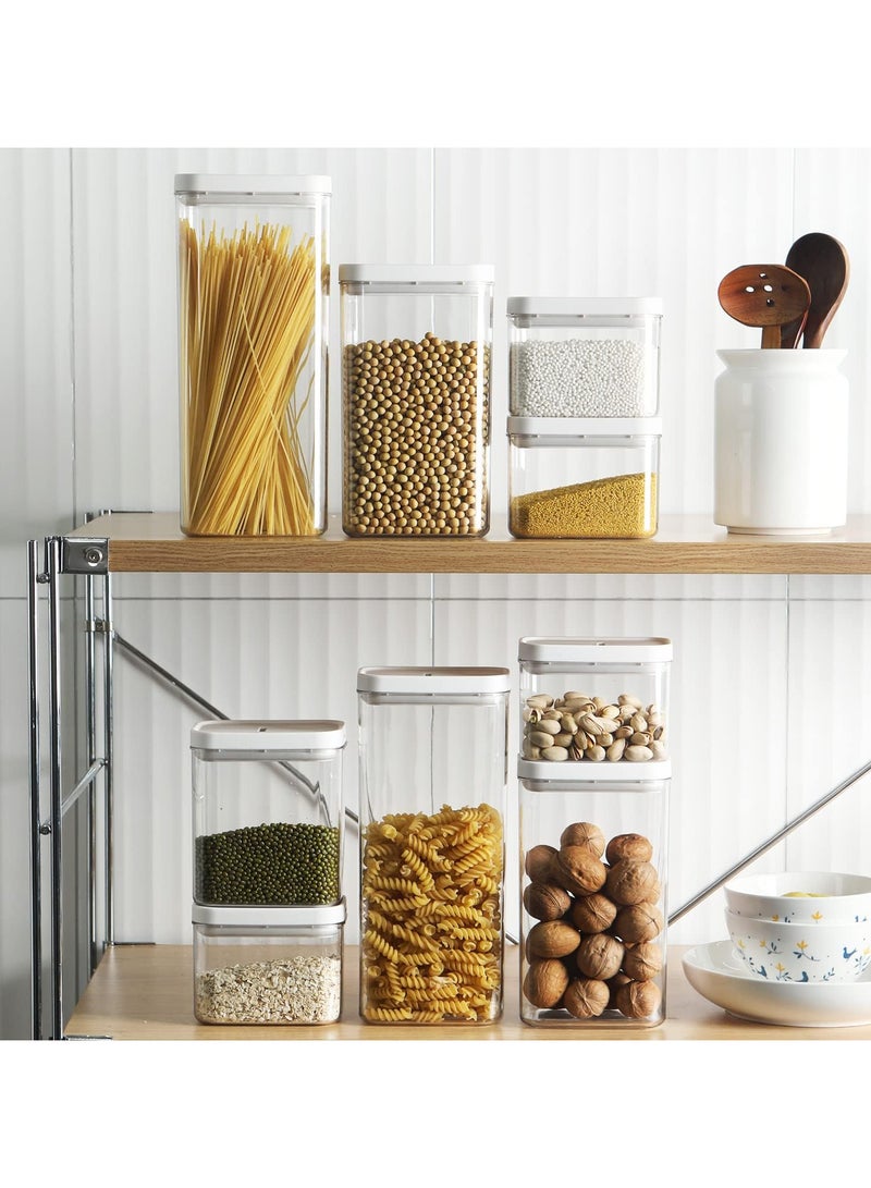 Airtight Food Storage Containers Set with Lock Lids, Set of 6, Pantry Organization Plastic Storage Jar Storage Tank for Cereal, Coffee, Sugar - Moisture Proof, BPA Free & Stackable Design (M:800ML*6PC)