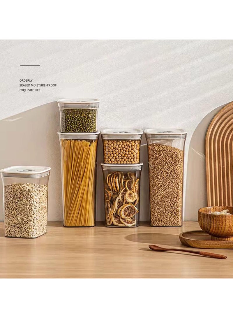 Airtight Food Storage Containers,Set of 6，Food Grade Plastic Sealed Storage Tank with Lock Lids,Kitchen Pantry Organization Storage Jars,Moisture Proof,for Candy,Coffee,Cereal (L:1500ML*6PC)