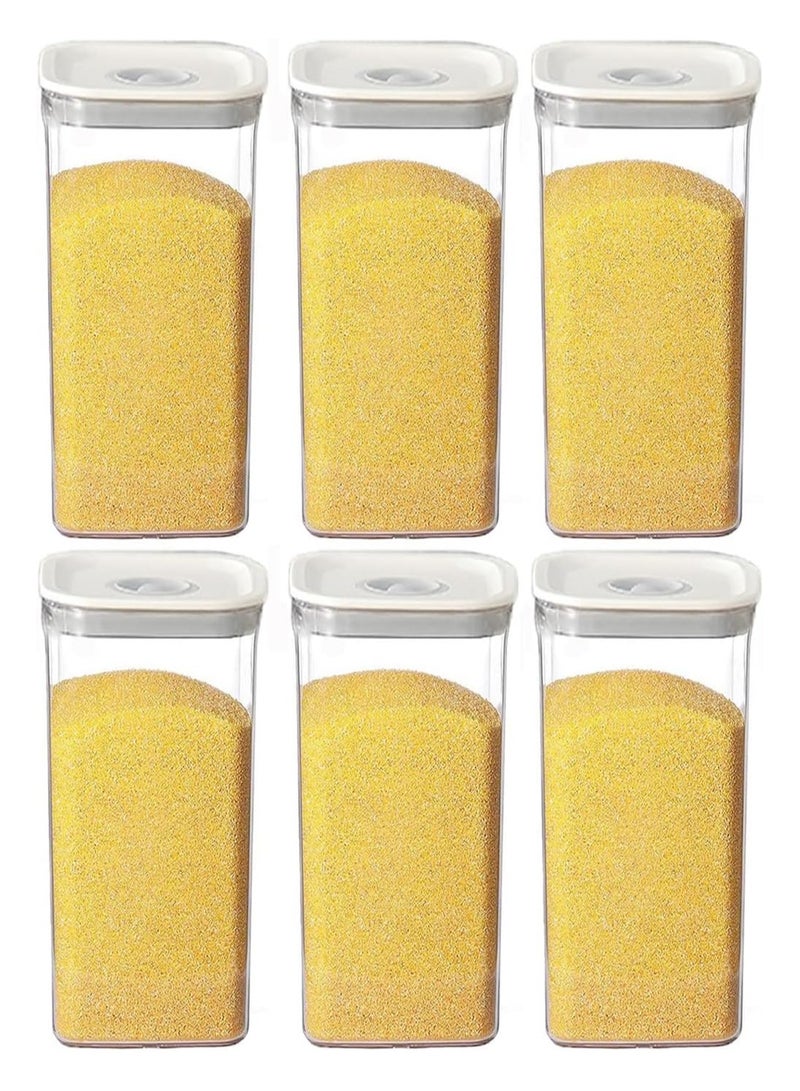 Airtight Food Storage Containers,Set of 6，Food Grade Plastic Sealed Storage Tank with Lock Lids,Kitchen Pantry Organization Storage Jars,Moisture Proof,for Candy,Coffee,Cereal (L:1500ML*6PC)