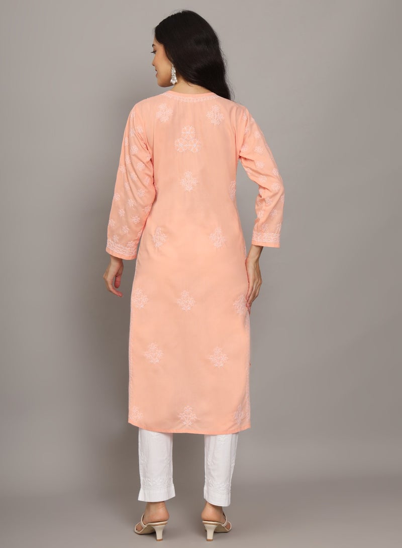 Women Hand Embroidered Chikankari Cotton Kurta-AL4043