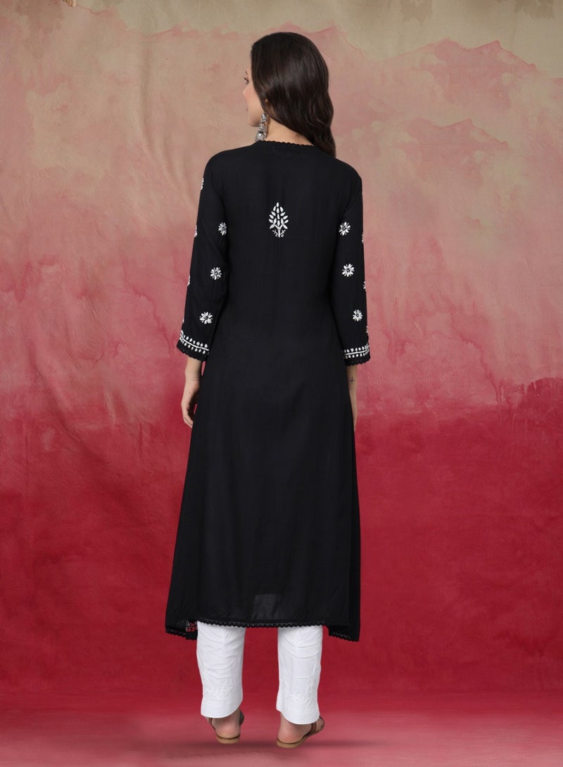 Women Hand Embroidered Chikankari Cotton Kurta-AL3890