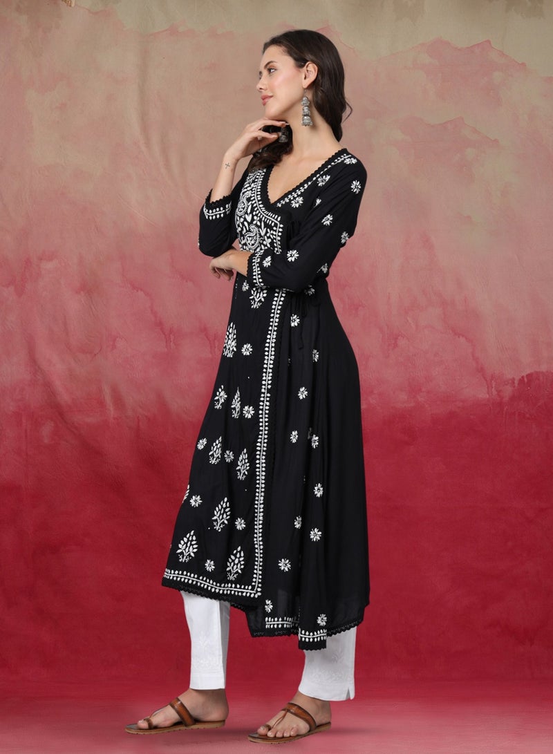 Women Hand Embroidered Chikankari Cotton Kurta-AL3890