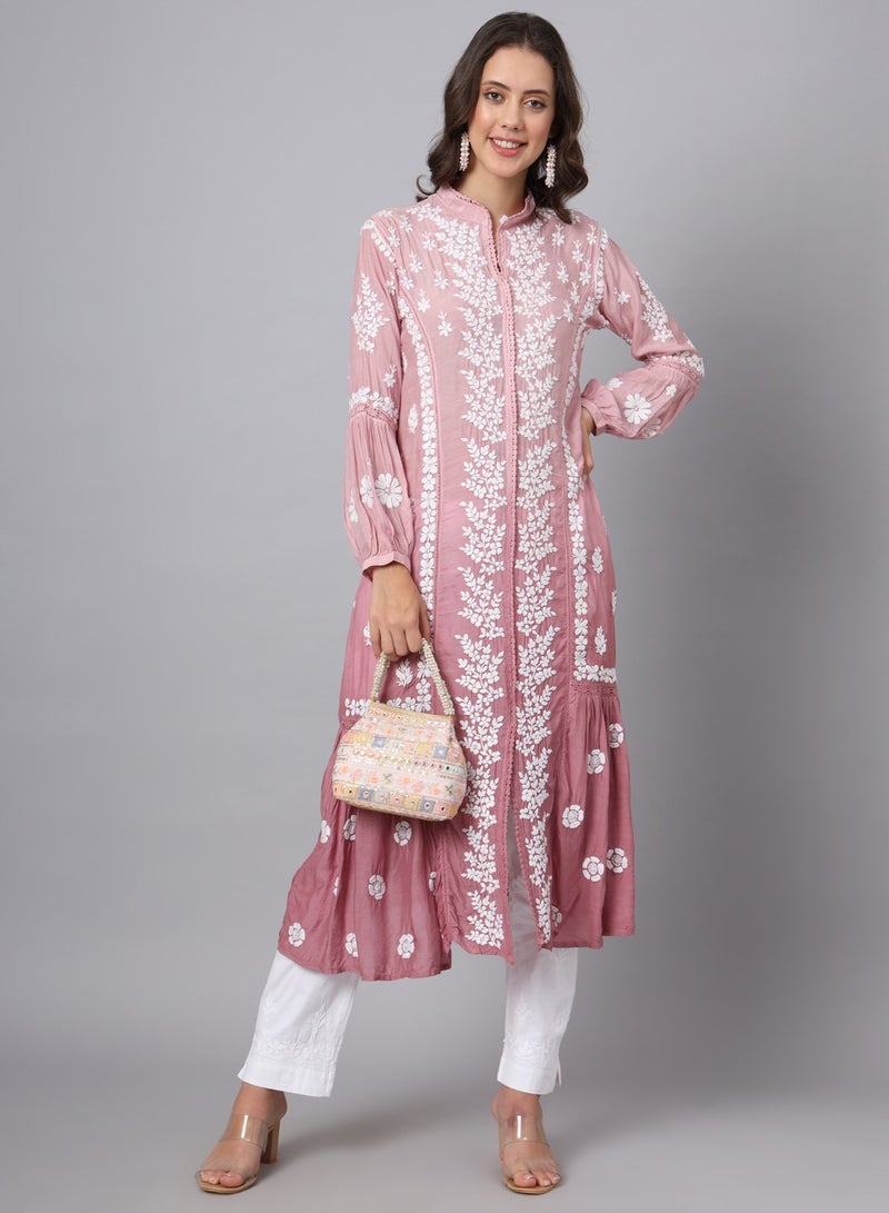 Women Hand Embroidered Chikankari Cotton Kurta-AL3888