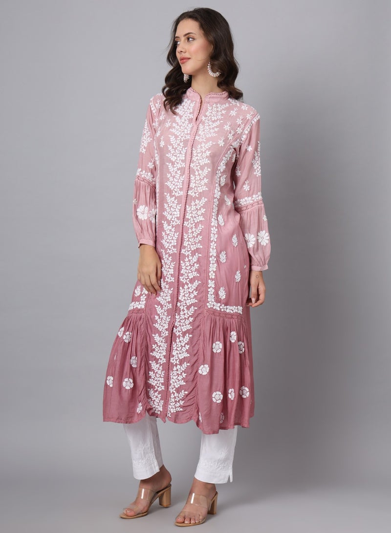 Women Hand Embroidered Chikankari Cotton Kurta-AL3888