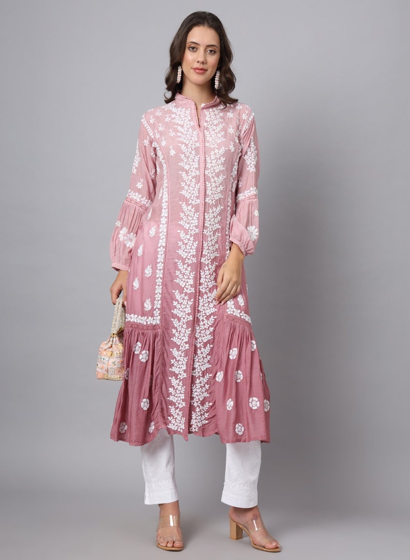 Women Hand Embroidered Chikankari Cotton Kurta-AL3888