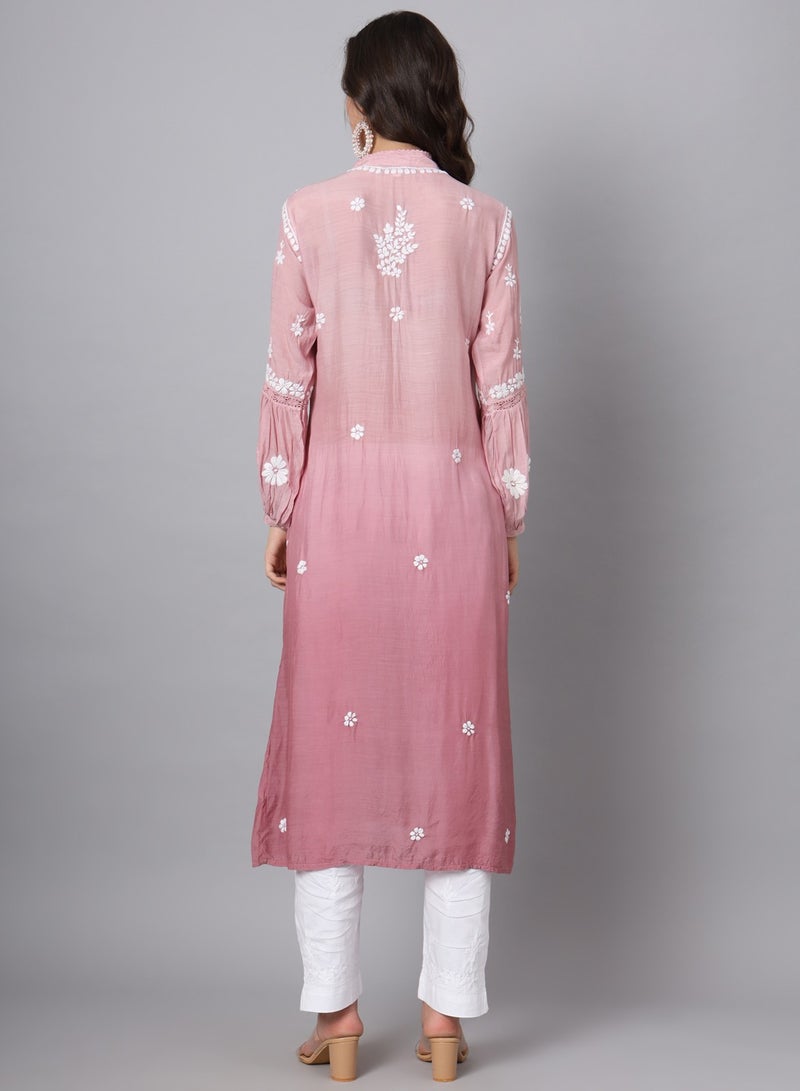 Women Hand Embroidered Chikankari Cotton Kurta-AL3888