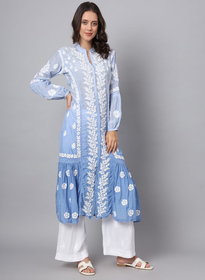 Women Hand Embroidered Chikankari Cotton Kurta-AL3888