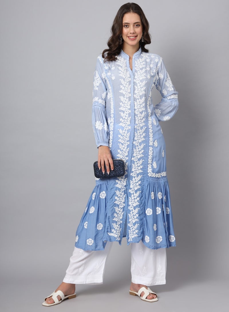 Women Hand Embroidered Chikankari Cotton Kurta-AL3888