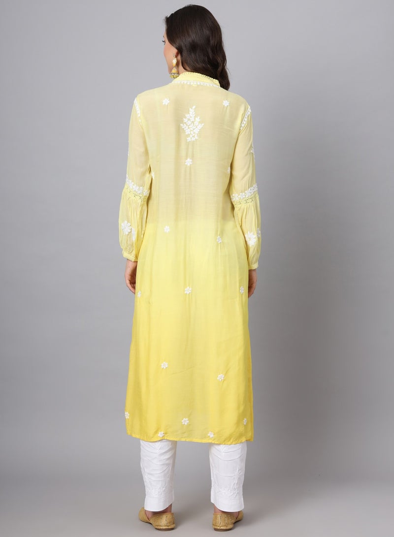 Women Hand Embroidered Chikankari Cotton Kurta-AL3888