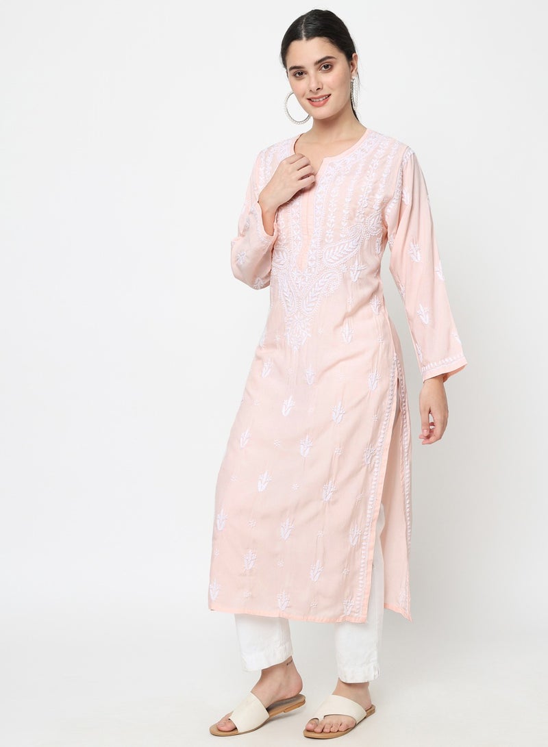 Women Hand Embroidered Chikankari Cotton Kurta-AL3584