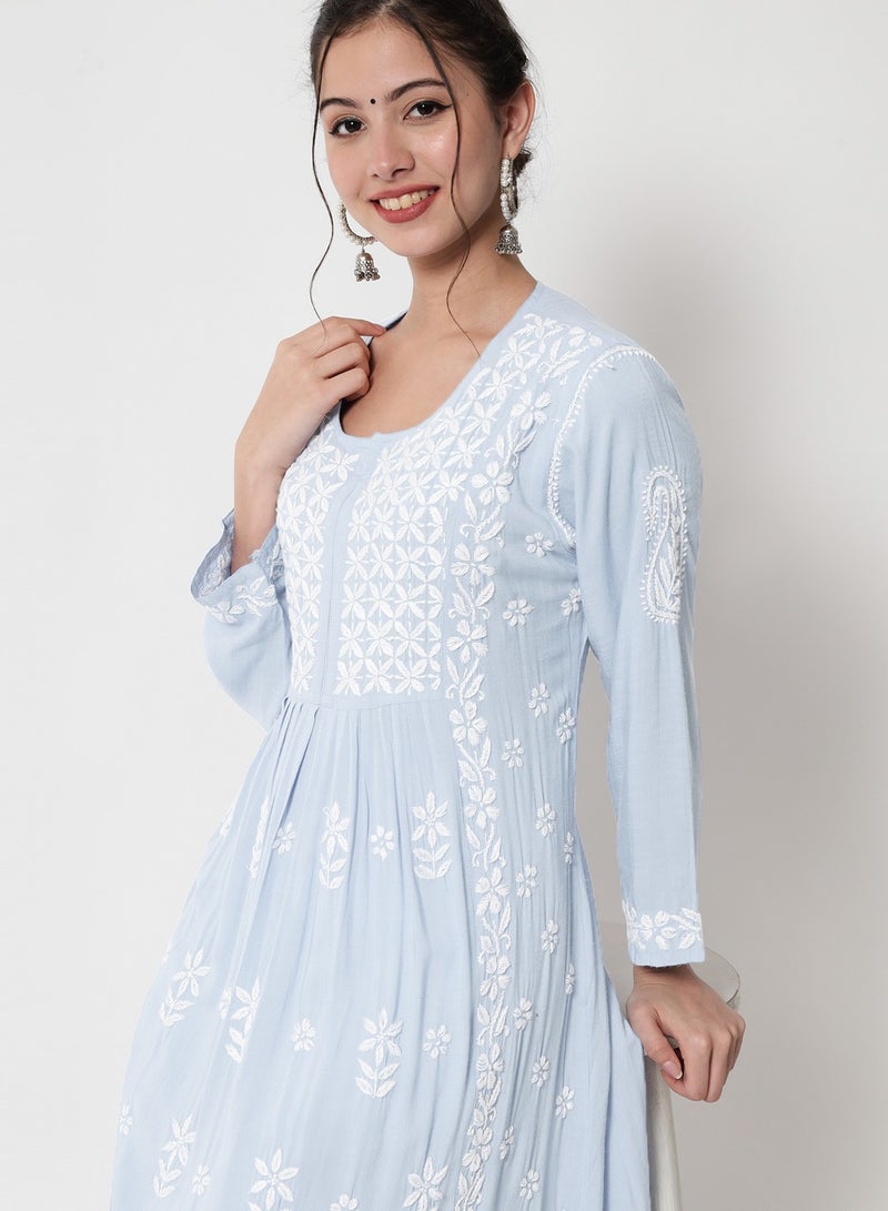 Women Hand Embroidered Chikankari Cotton Kurta-AL3549