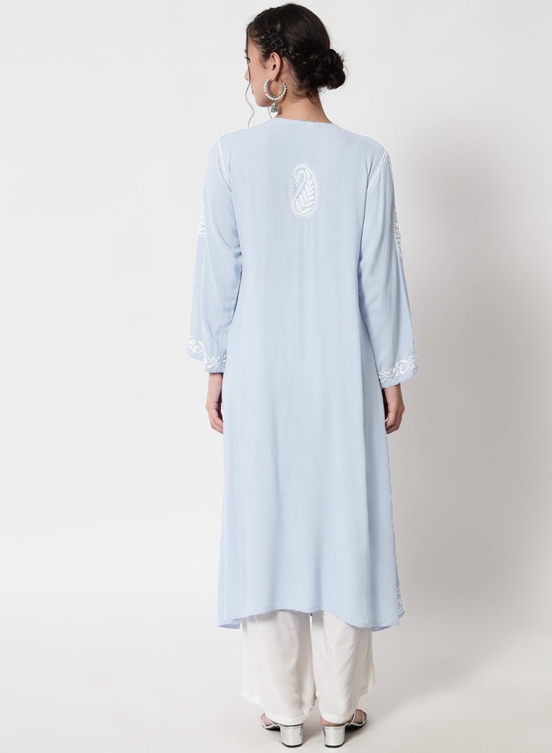 Women Hand Embroidered Chikankari Cotton Kurta-AL3549