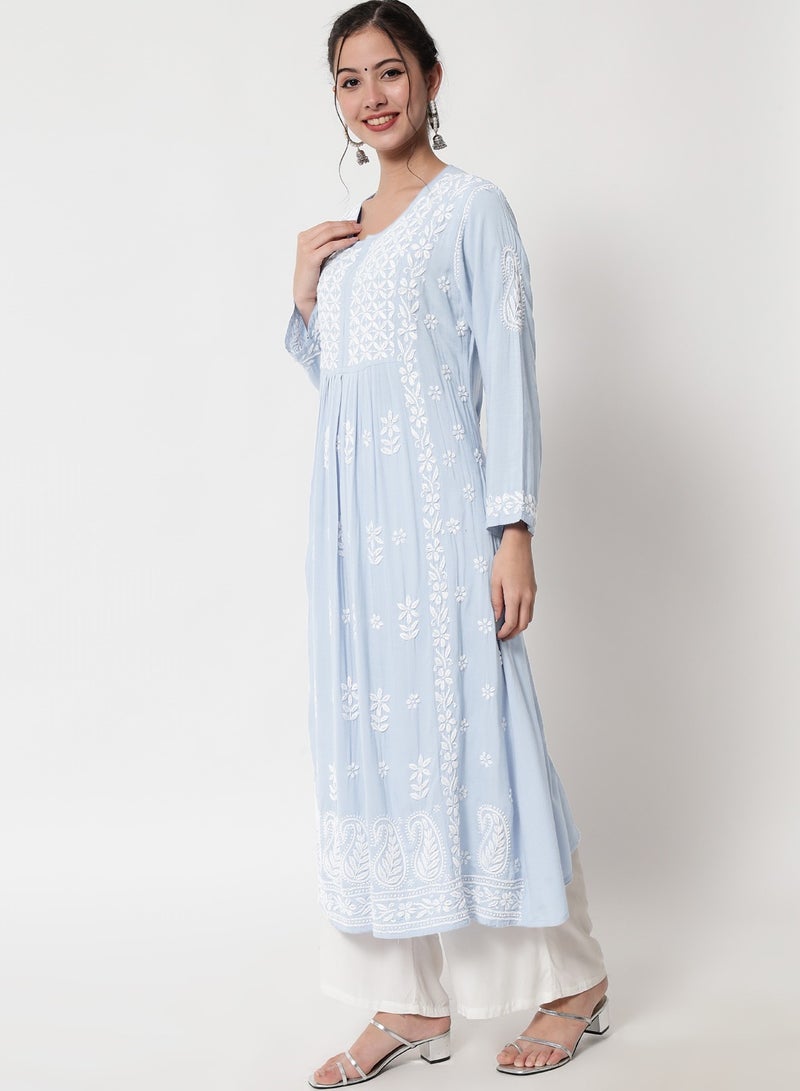 Women Hand Embroidered Chikankari Cotton Kurta-AL3549