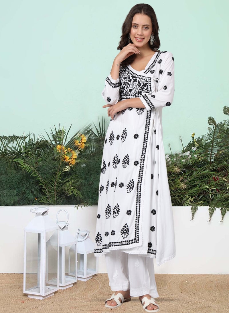 Women Hand Embroidered Chikankari Cotton Kurta-AL3890