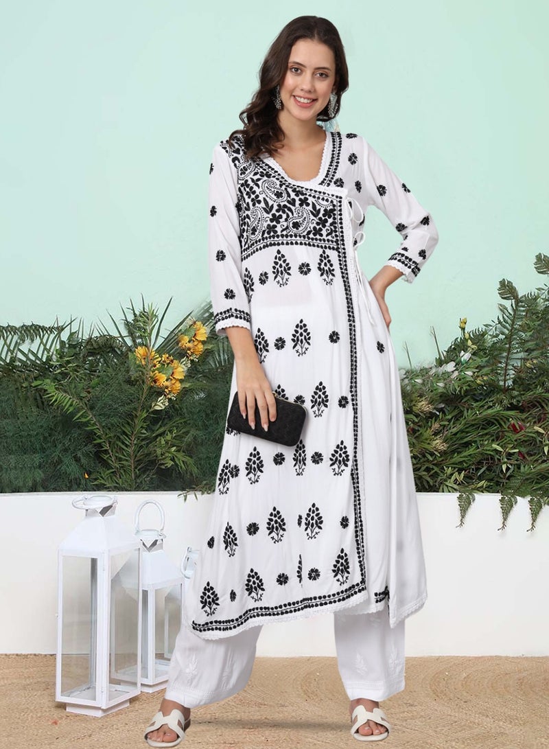 Women Hand Embroidered Chikankari Cotton Kurta-AL3890