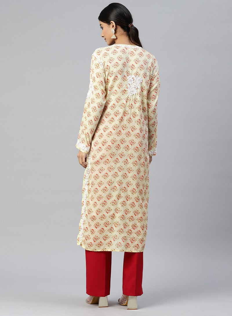 Women Hand Embroidered Chikankari Cotton Kurta-AL3649