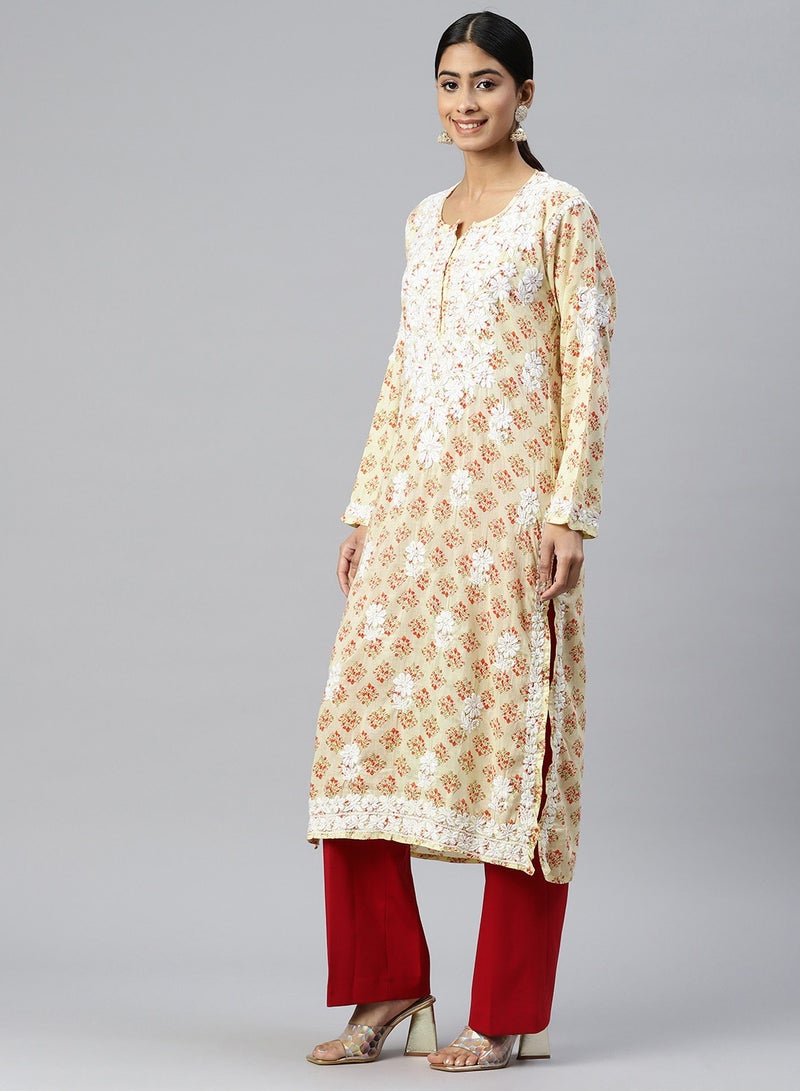 Women Hand Embroidered Chikankari Cotton Kurta-AL3649