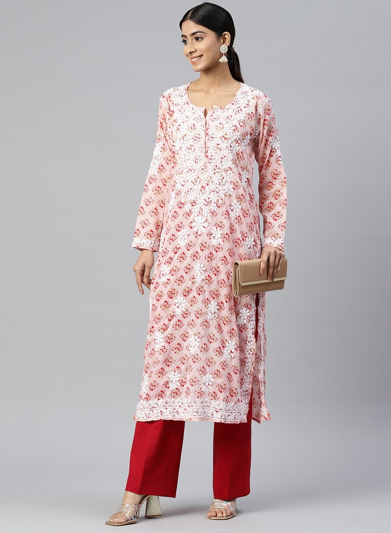 Women Hand Embroidered Chikankari Cotton Kurta-AL3649