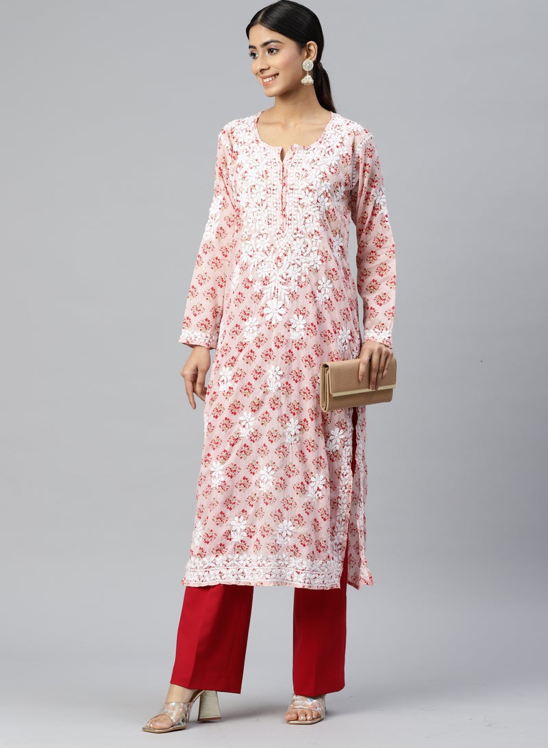 Women Hand Embroidered Chikankari Cotton Kurta-AL3649