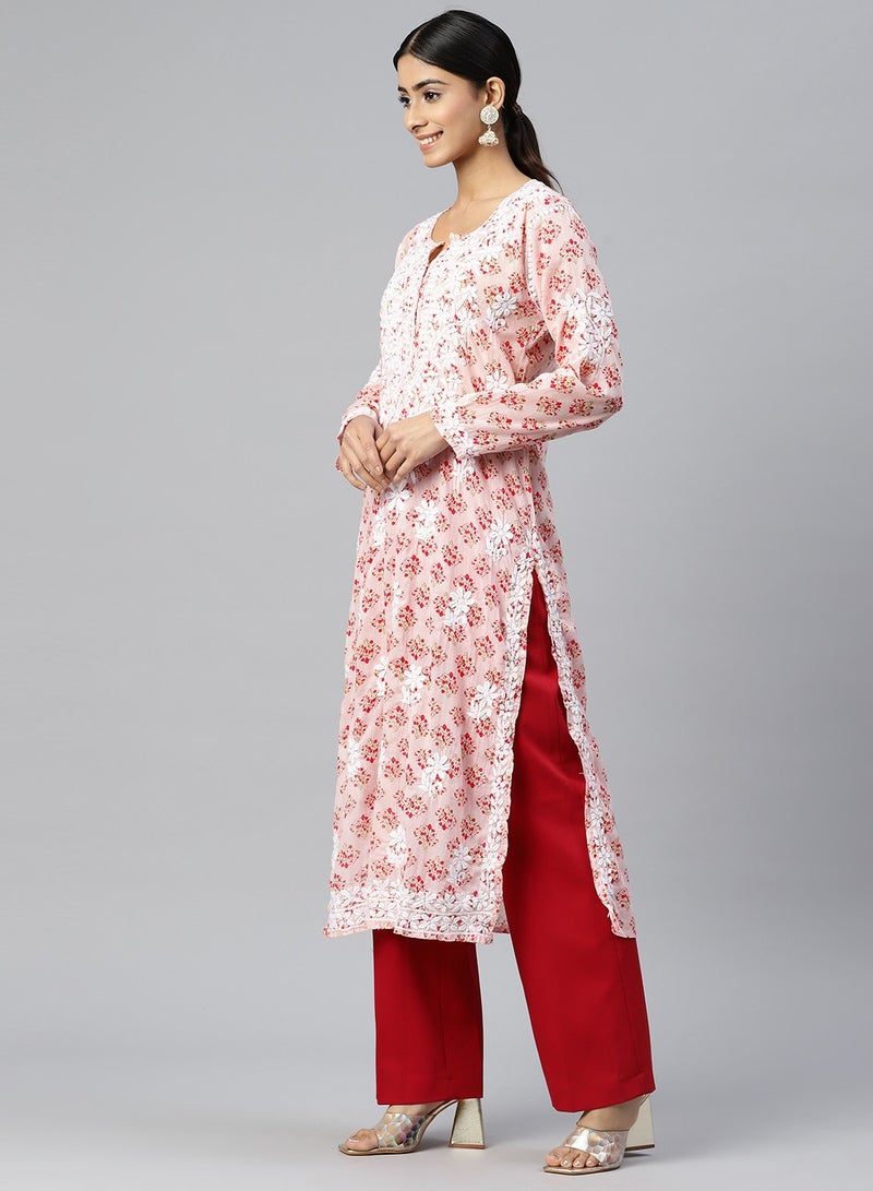 Women Hand Embroidered Chikankari Cotton Kurta-AL3649