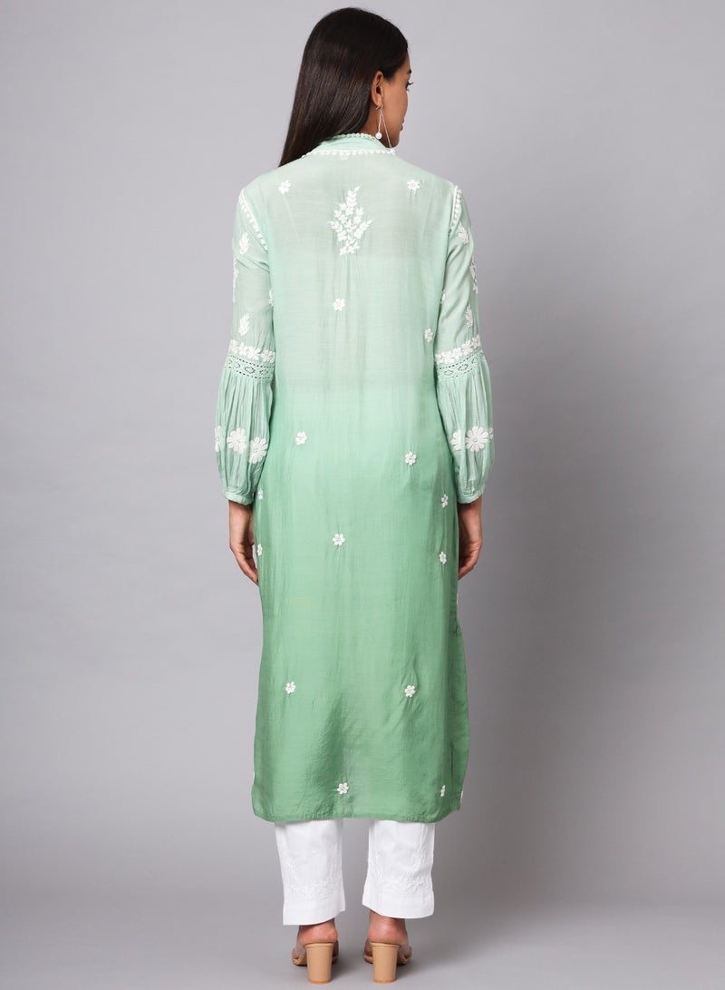 Women Hand Embroidered Chikankari Cotton Kurta-AL3888