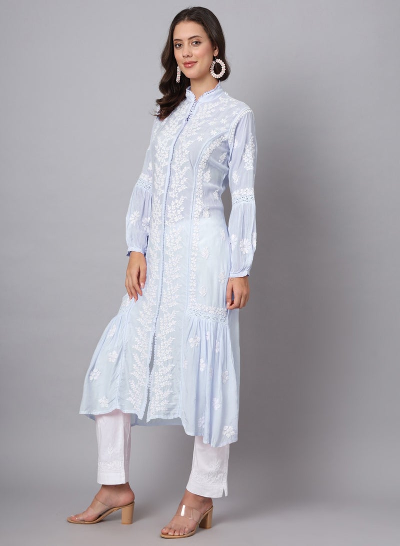 Women Hand Embroidered Chikankari Cotton Kurta-AL3888