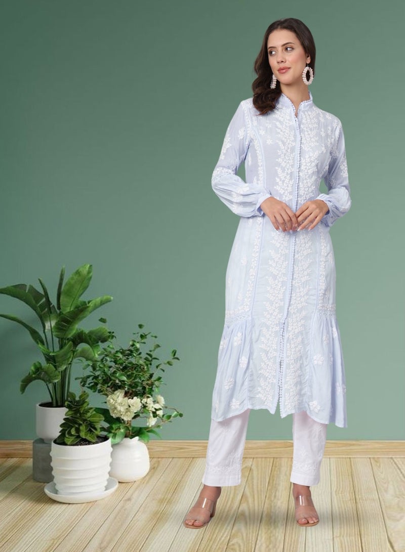 Women Hand Embroidered Chikankari Cotton Kurta-AL3888