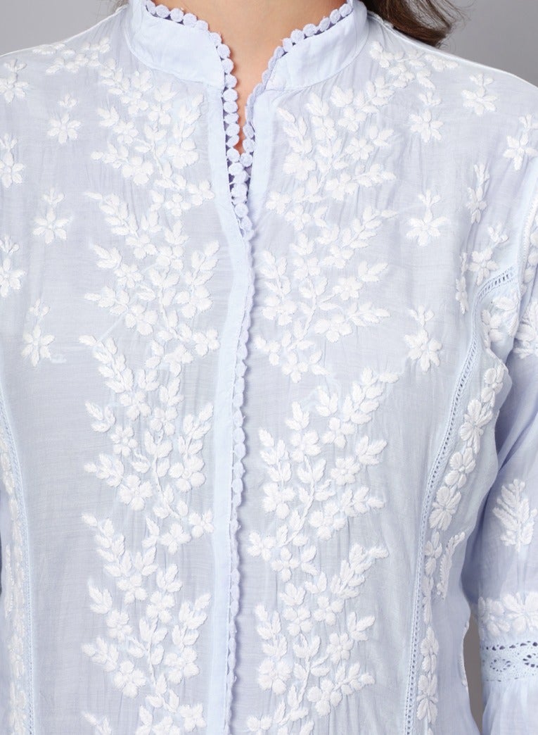 Women Hand Embroidered Chikankari Cotton Kurta-AL3888