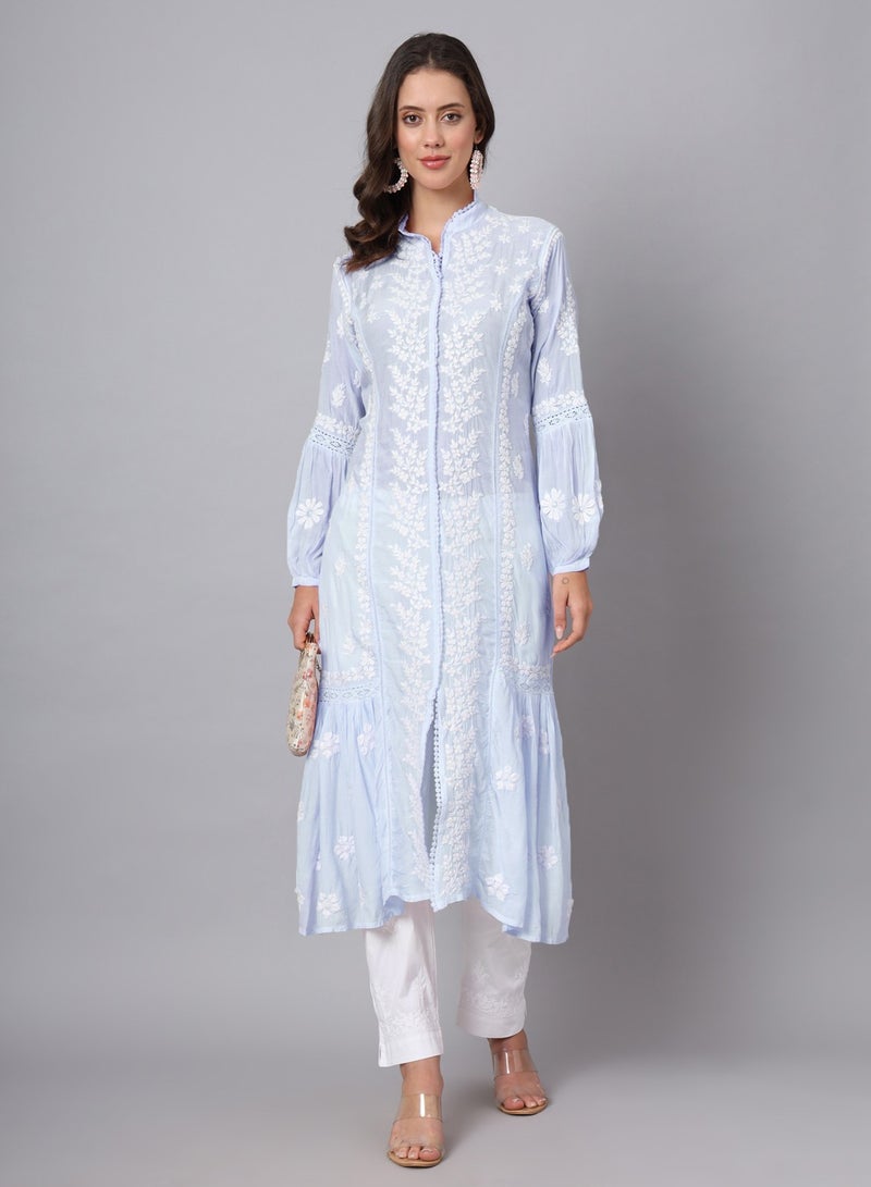 Women Hand Embroidered Chikankari Cotton Kurta-AL3888