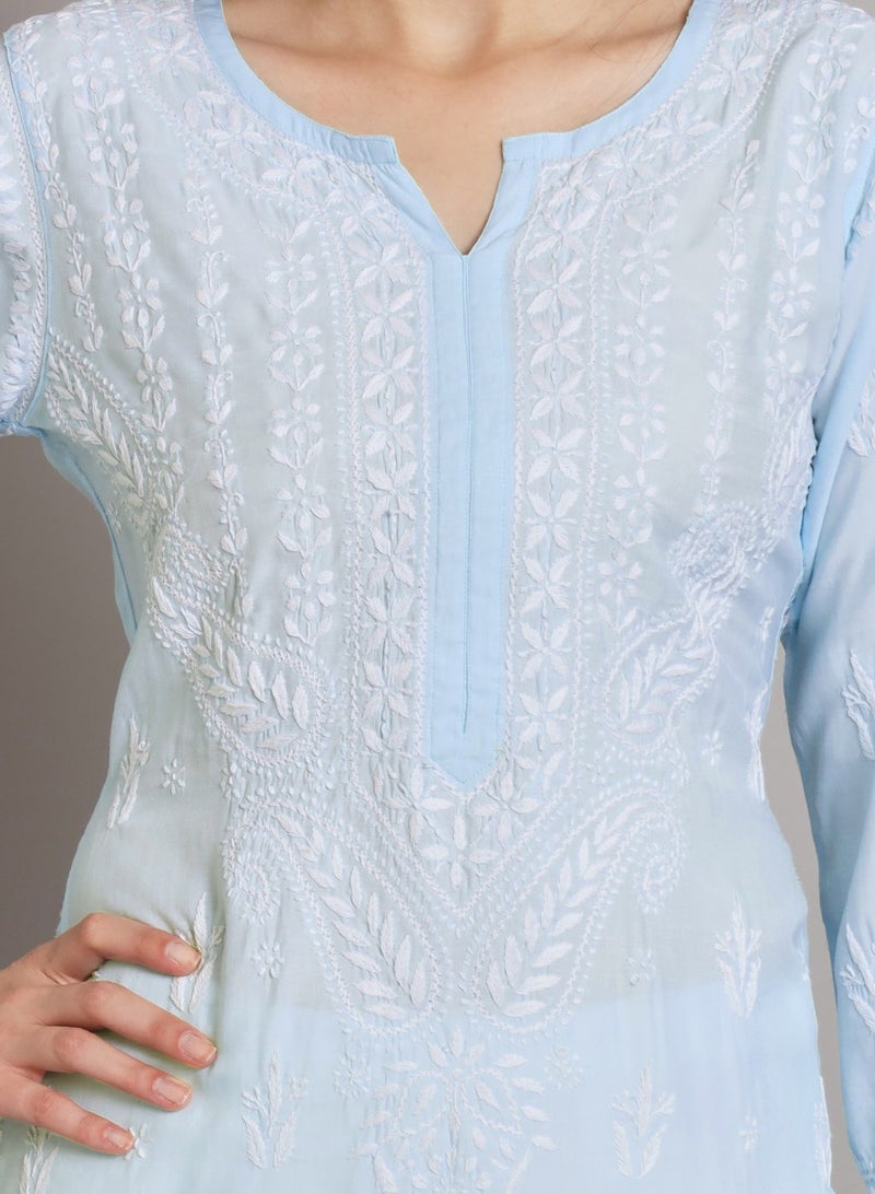 Women Hand Embroidered Chikankari Cotton Kurta-AL3584