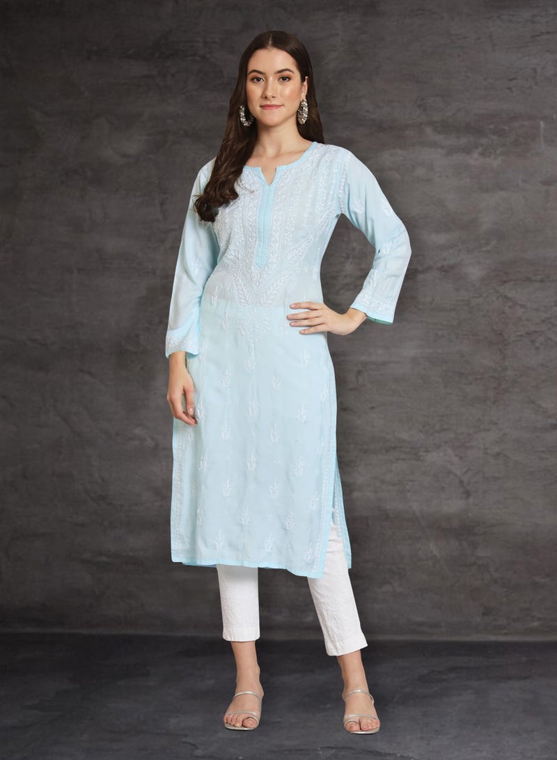 Women Hand Embroidered Chikankari Cotton Kurta-AL3584