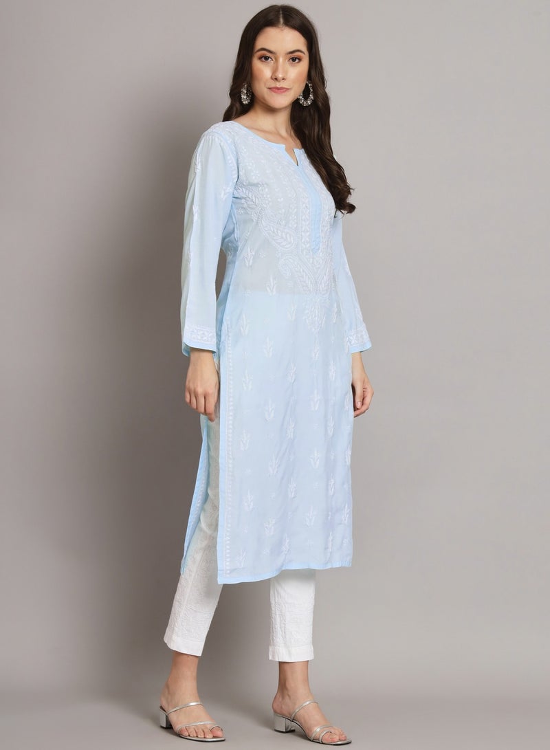 Women Hand Embroidered Chikankari Cotton Kurta-AL3584