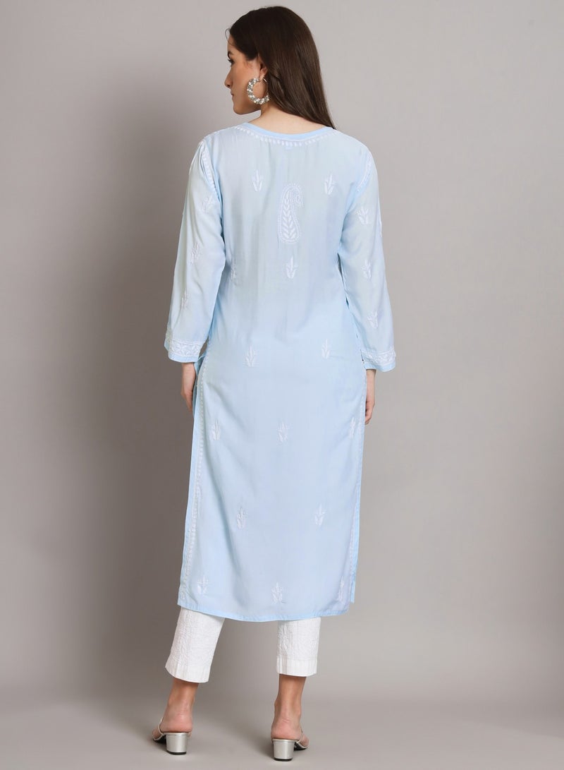 Women Hand Embroidered Chikankari Cotton Kurta-AL3584