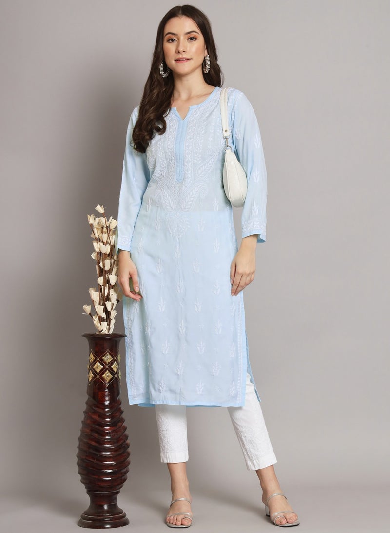 Women Hand Embroidered Chikankari Cotton Kurta-AL3584