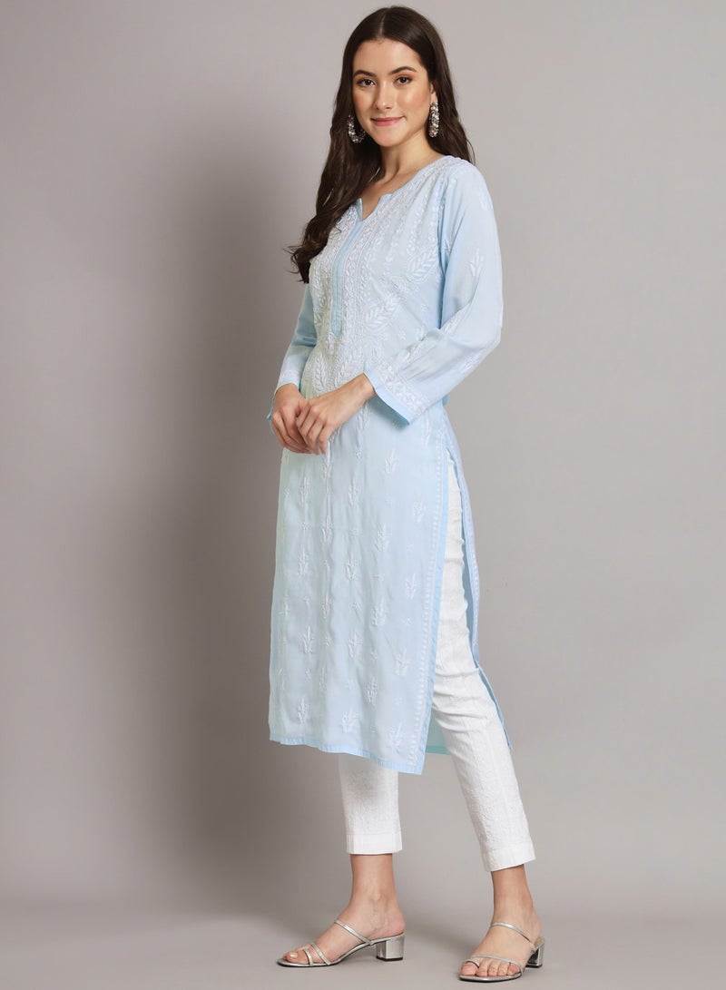 Women Hand Embroidered Chikankari Cotton Kurta-AL3584