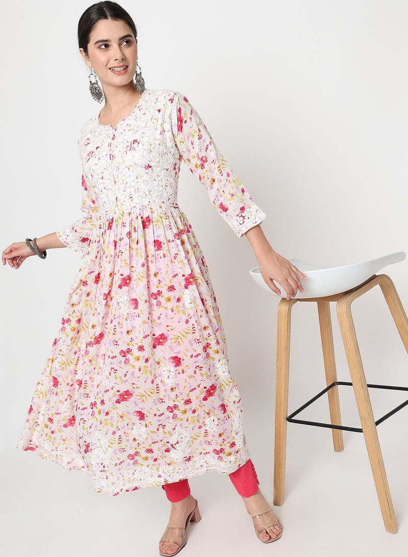 Women Hand Embroidered Chikankari Cotton Kurta-AL3582