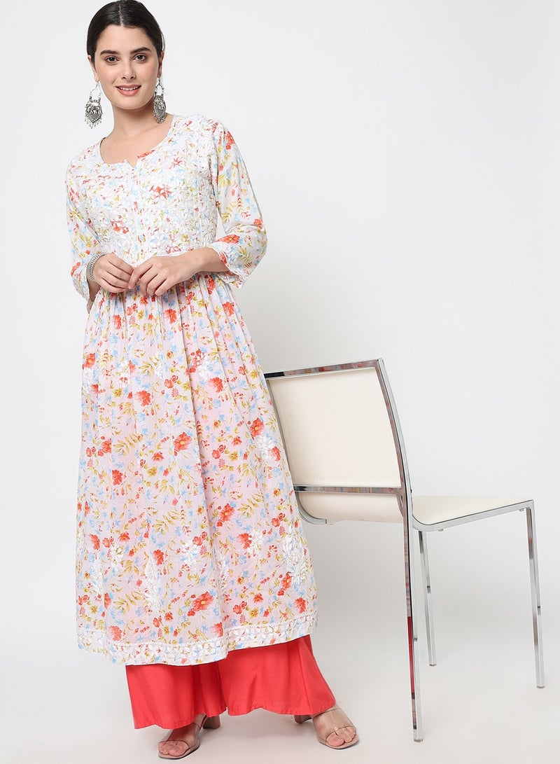 Women Hand Embroidered Chikankari Cotton Kurta-AL3582