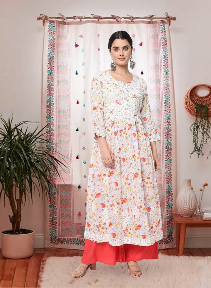 Women Hand Embroidered Chikankari Cotton Kurta-AL3582