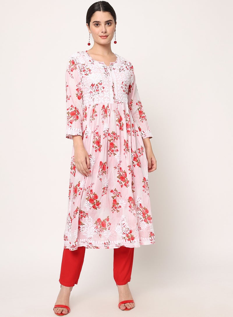 Women Hand Embroidered Chikankari Cotton Kurta-AL3583